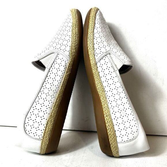 Clarks Collection Women 10M Comfort Casual White Leather Espadrille Slip On Flat - Picture 5 of 10